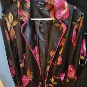 Torrid Black Jacket with Pink Floral Accents